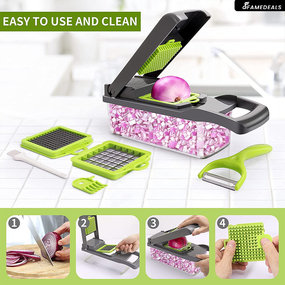 QuickMela.pk™ - 12 in 1 Pro Vegetable Chopper/Dicer