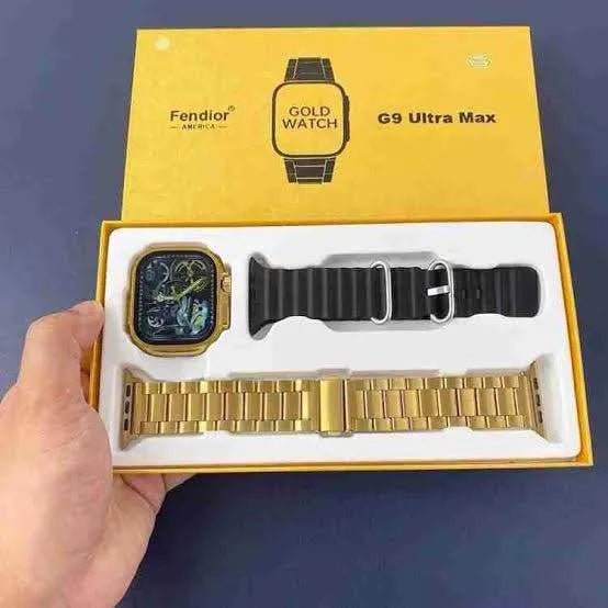 QuickMela.pk™ - G9 Ultra Pro Smart Watch (Golden Edition) ⌚ – 3 Straps