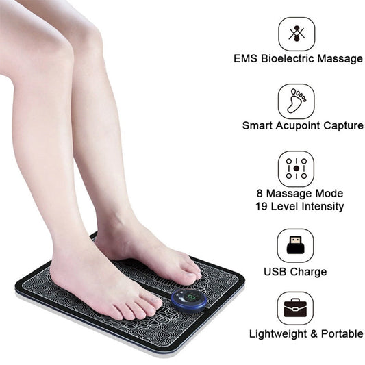 QuickMela.pk™ - EMS Foot Massager Pad Portable Foldable Massage Mat Muscle Stimulation Improve Blood Circulation Relief Pain Relax Feet