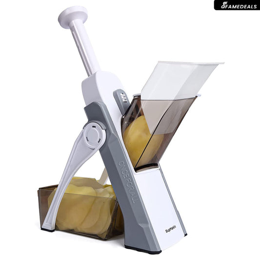 QuickMela.pk™ - Vegetable Slicer Adjustable Thickness Potato Onion Chopper Safe Upright Dicer