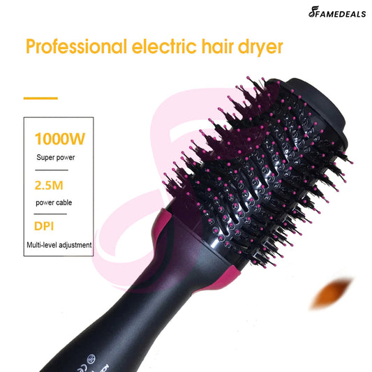 QuickMela.pk™ - 2 in 1 Hot Air Brush One-Step Hair Dryer And Volumizer Styler Electric Ion Blow Dryer Brush Professional Curler Comb Roller