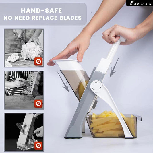 QuickMela.pk™ - Vegetable Slicer Adjustable Thickness Potato Onion Chopper Safe Upright Dicer