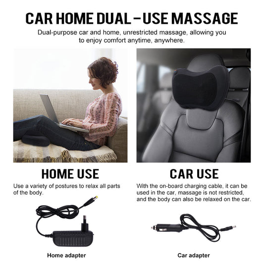 QuickMela.pk™ - 5-in-1 Pillow Shiatsu Massager For Home And Car