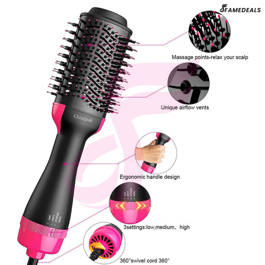 QuickMela.pk™ - 2 in 1 Hot Air Brush One-Step Hair Dryer And Volumizer Styler Electric Ion Blow Dryer Brush Professional Curler Comb Roller