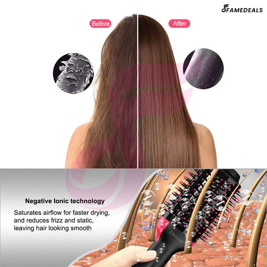 QuickMela.pk™ - 2 in 1 Hot Air Brush One-Step Hair Dryer And Volumizer Styler Electric Ion Blow Dryer Brush Professional Curler Comb Roller
