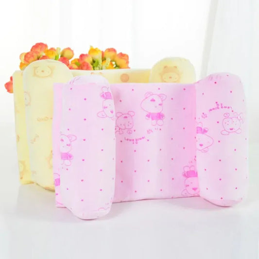 QuickMela.pk™ - Adjustable Newborn Baby Head Shaping Pillow – Flat Head Prevention, Anti-Roll & Neck Support Cushion (Random Color & Print)