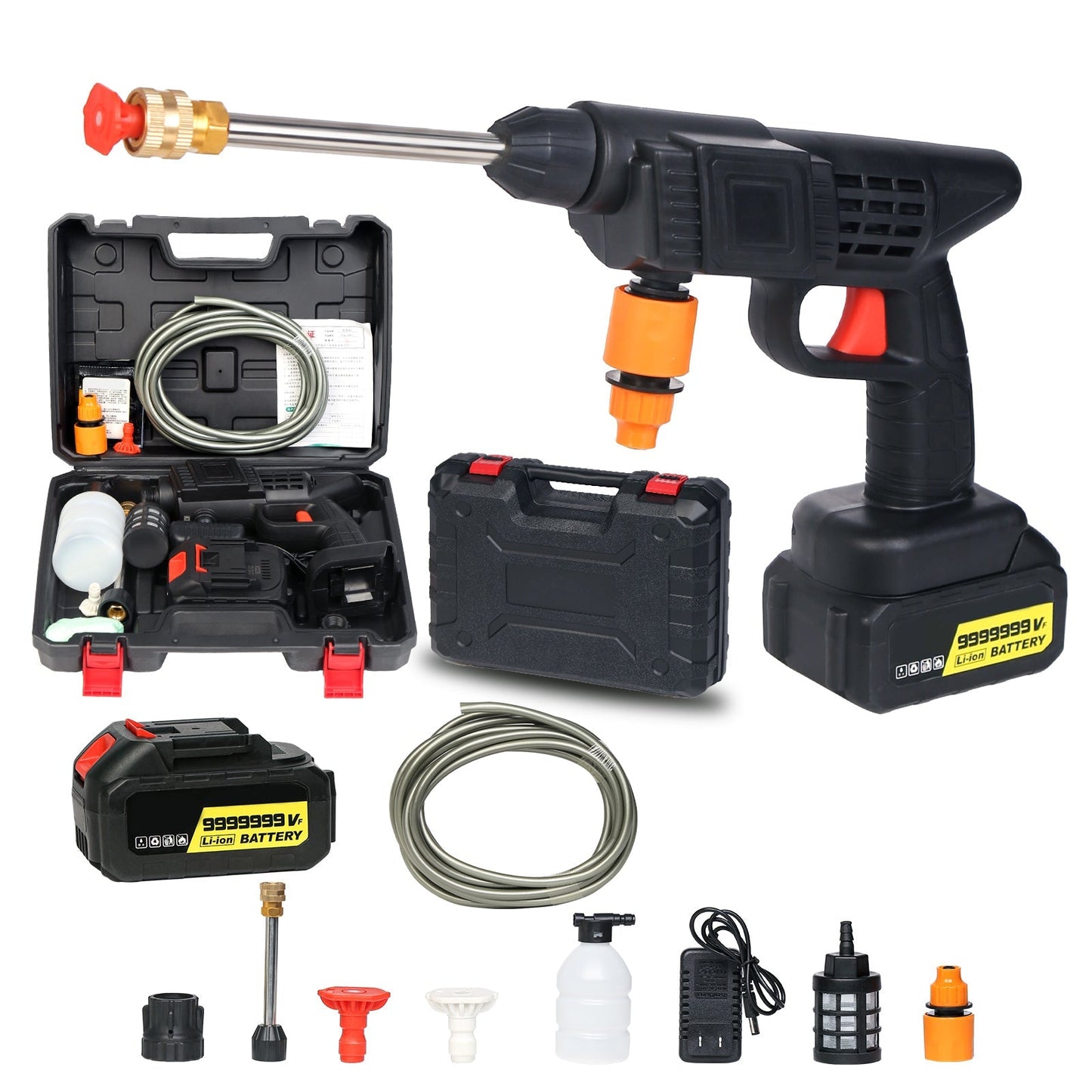 QuickMela.pk™ - Automatic Cordless Wireless Car Wash Spray Gun High Pressure 48v Lithium Water Jet