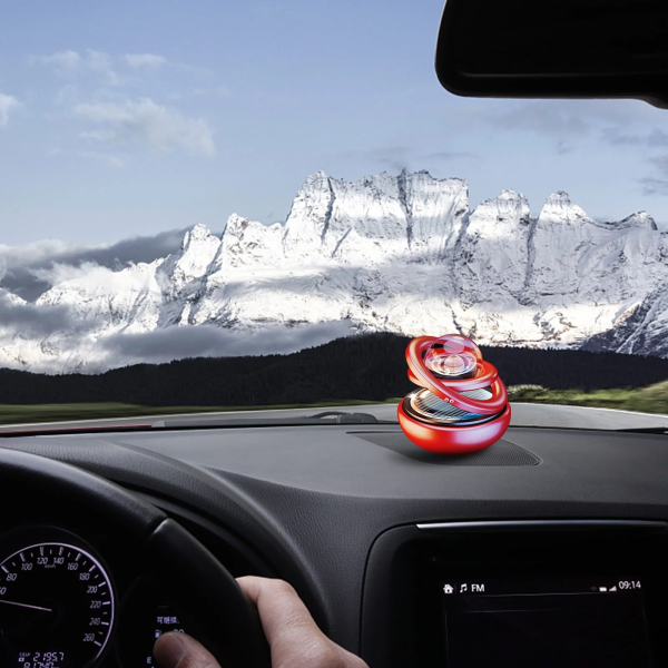 QuickMela.pk™ - Solar Car Air Freshener Rotating Double-ring Aesthetic Car Decor
